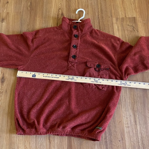 Gorpcore Rust Red 1/3 Button Fishing Utility Sweater Size Large - Picture 12 of 15